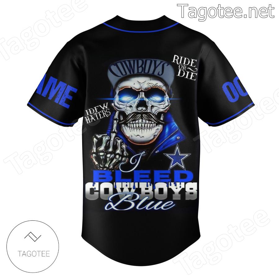 Dallas Cowboys Bleed Cowboys Blue Personalized Baseball Jersey b