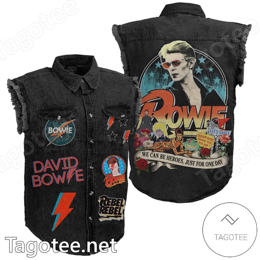 David Bowie We Can Be Heroes Just For One Day Sleeveless Denim Jacket a