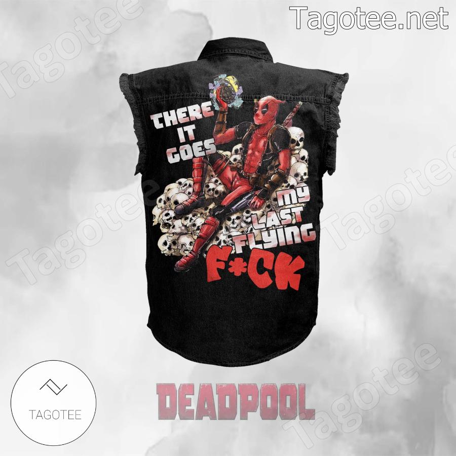 Deadpool There Is Goes My Last Flying Fuck Sleeveless Denim Jacket a