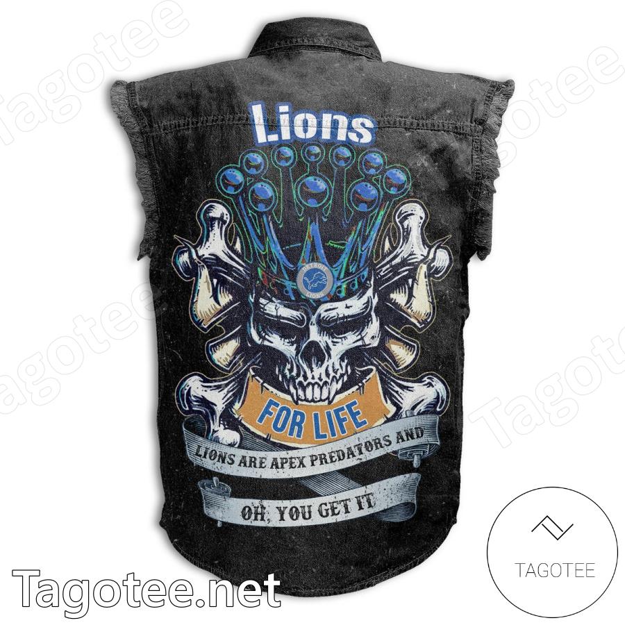 Detroit Lions For Life Lions Are Apex Predators Sleeveless Denim Jacket b