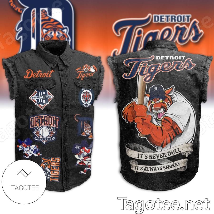 Detroit Tigers It's Never Dull It's Always Smokey Sleeveless Denim Jacket