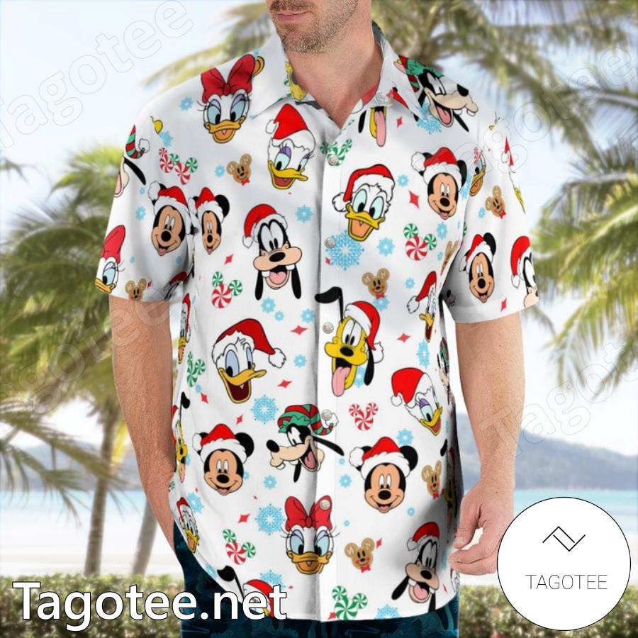 Disney Cartoon Characters Head Christmas Hawaiian Shirt a