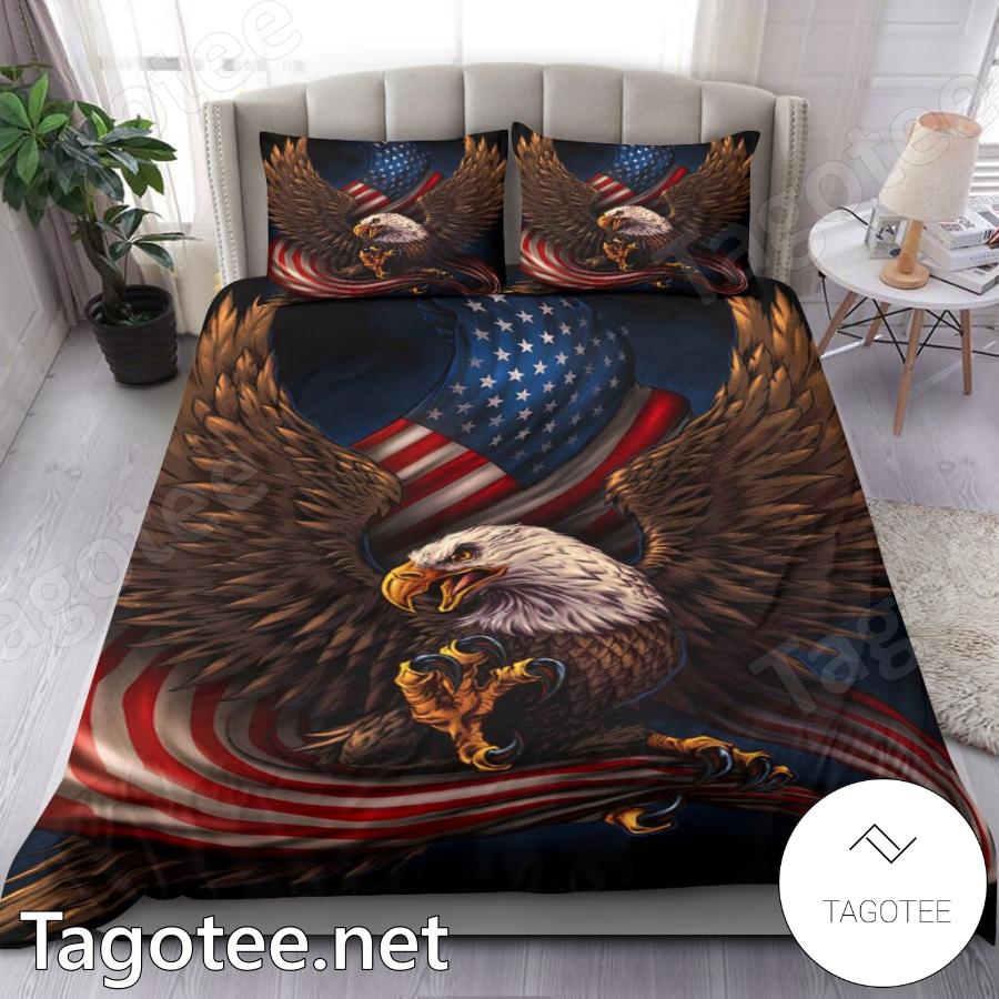 Eagle And American Flag Bedding Set a