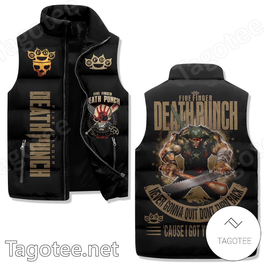 Five Finger Death Punch Never Gonna Quit Don't Turn Back Sleeveless Puffer Vest