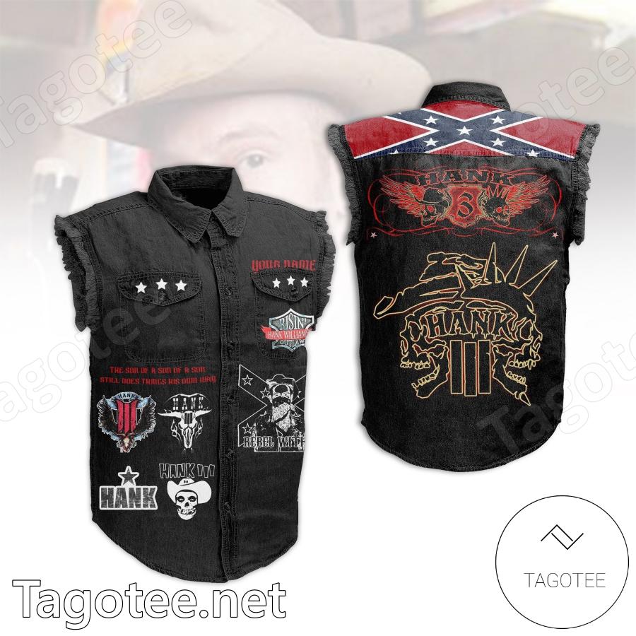 Hank Iii Confederate Flag Personalized Denim Vest Jacket