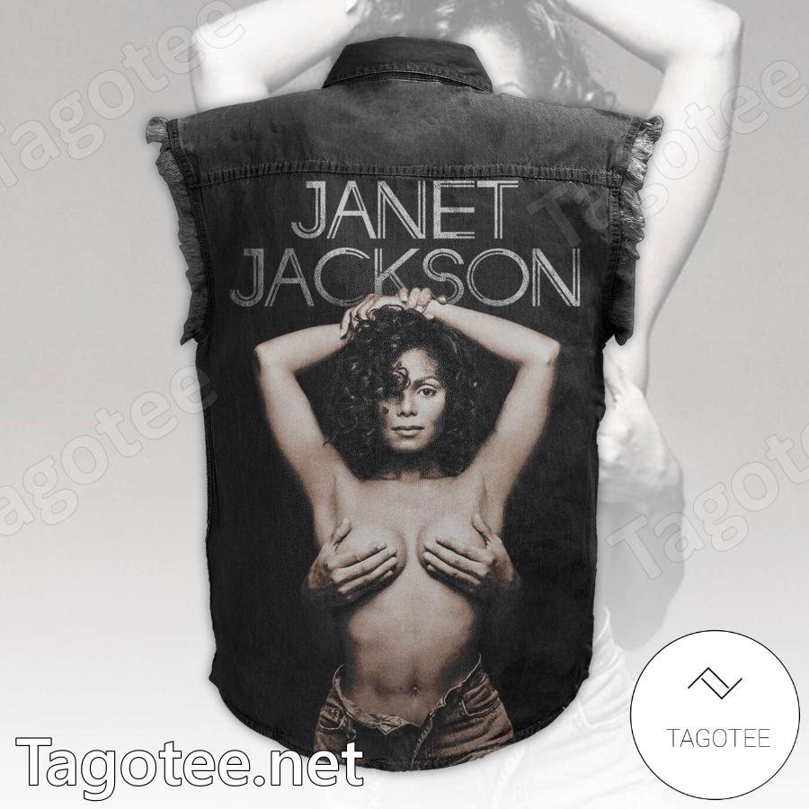 Janet Jackson Sleeveless Denim Jacket b