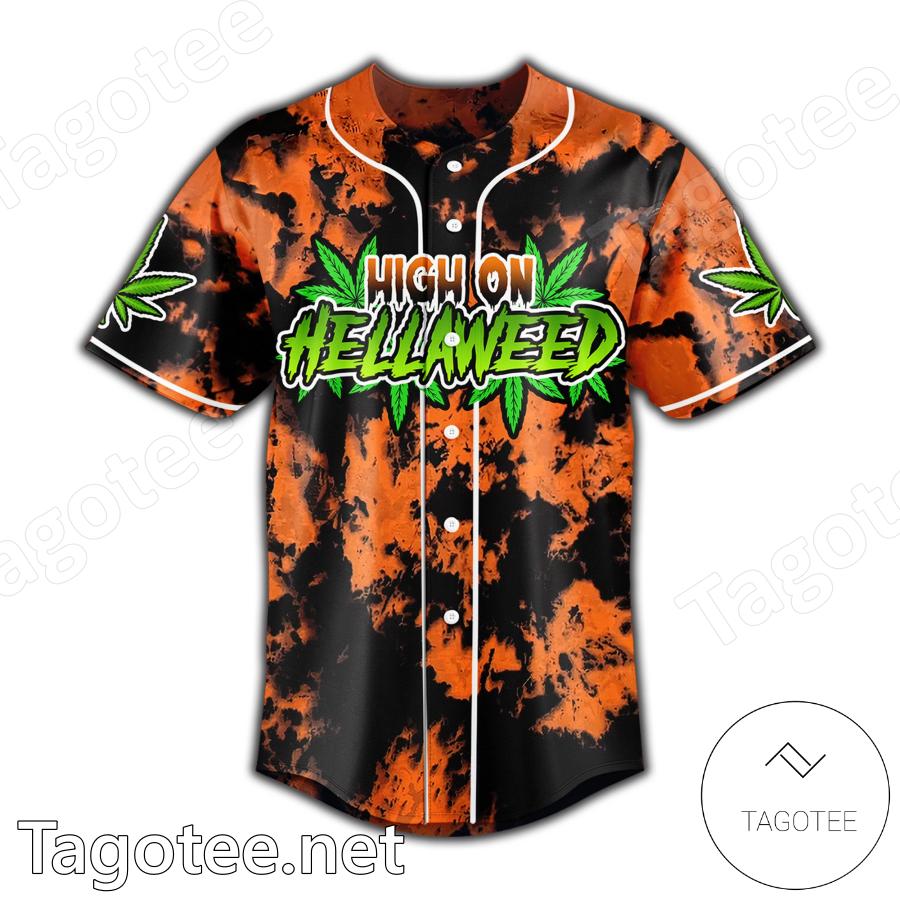 Jason Voorhees And Michael Myers High On Hellaweed Puff Puff Pass Baseball Jersey a