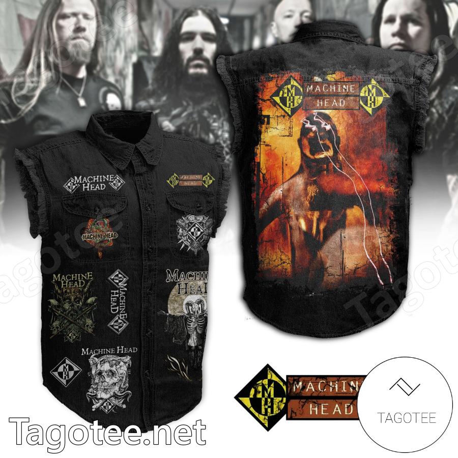 Machine Head Band Denim Vest Jacket