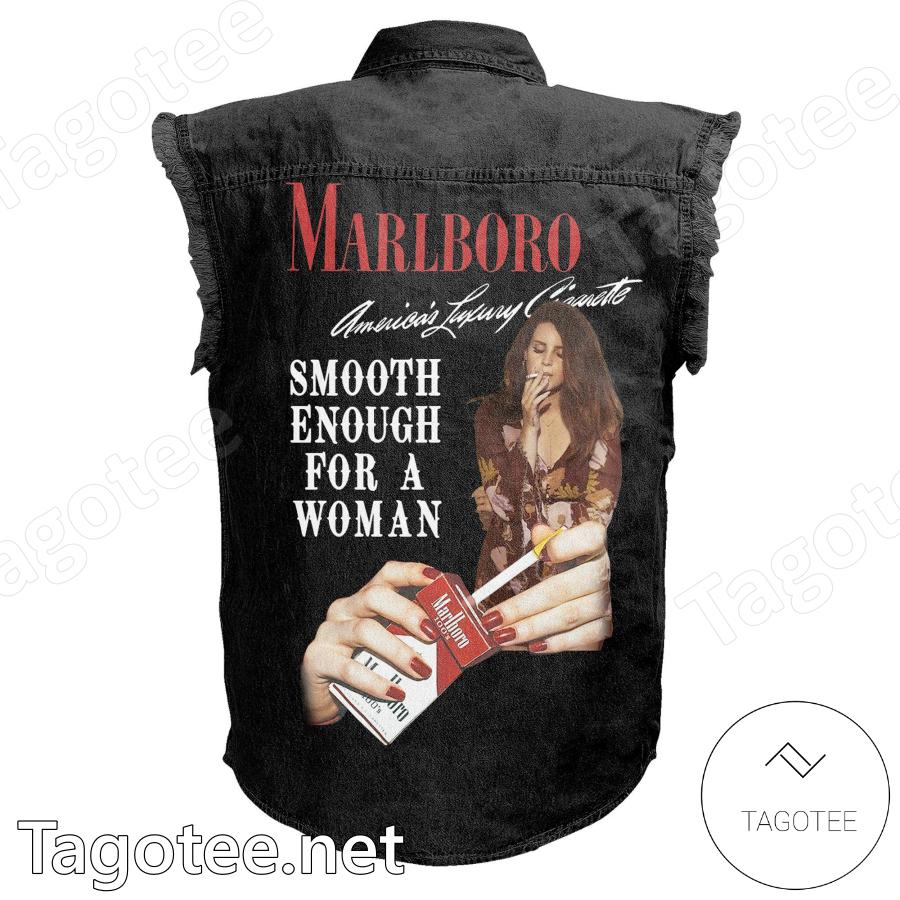 Marlboro American Luxury Cigarettes Smooth Is Enough For A Woman Sleeveless Denim Jacket a