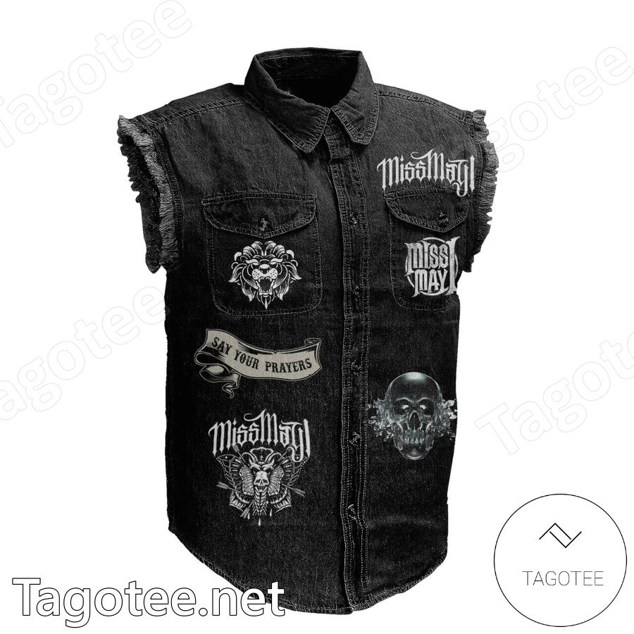 Miss May I Not All Heroes Wear Capes Denim Vest Jacket a