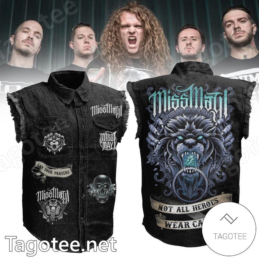 Miss May I Not All Heroes Wear Capes Denim Vest Jacket