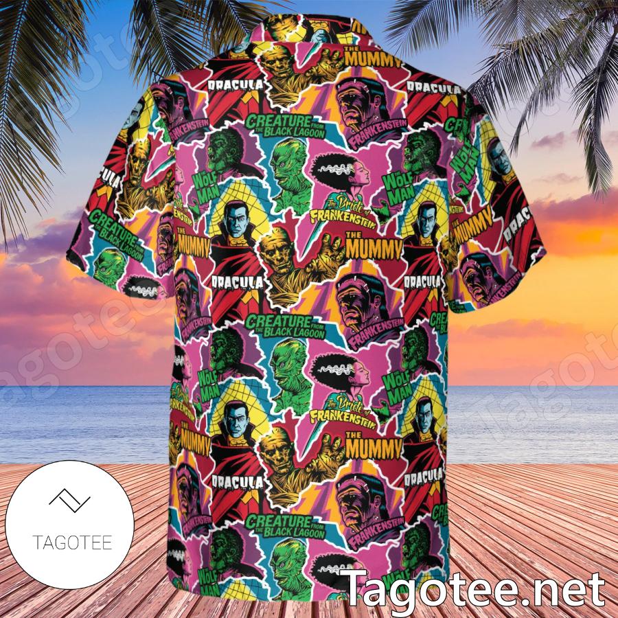 Monsters Pop Collage Universal Monsters Hawaiian Shirt a