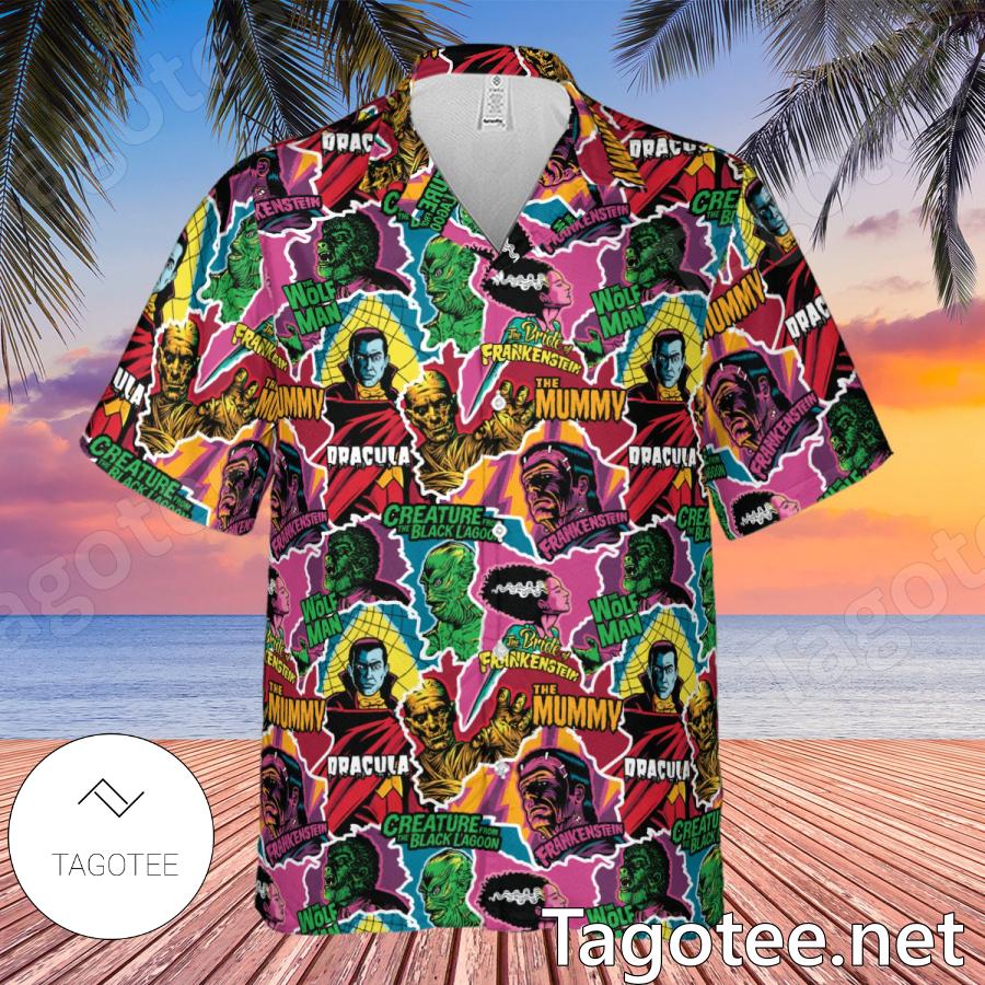 Monsters Pop Collage Universal Monsters Hawaiian Shirt