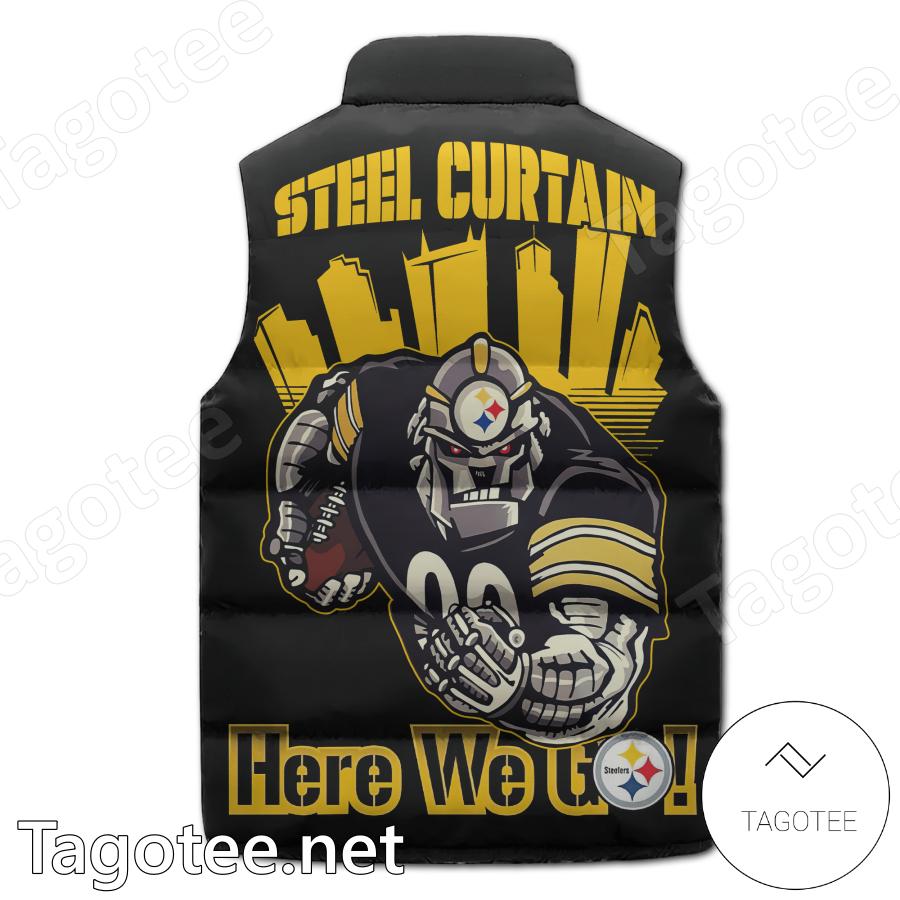 Pittsburgh Steelers Curtain Here We Go Puffer Vest a
