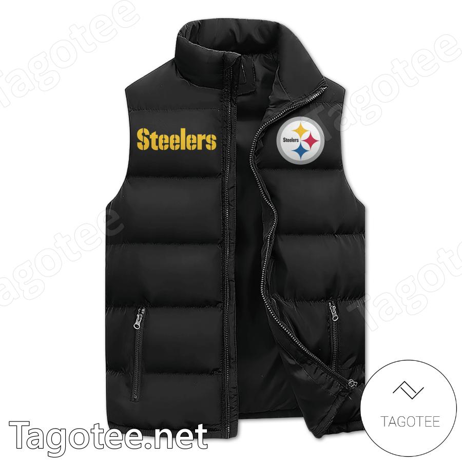 Pittsburgh Steelers Curtain Here We Go Puffer Vest b