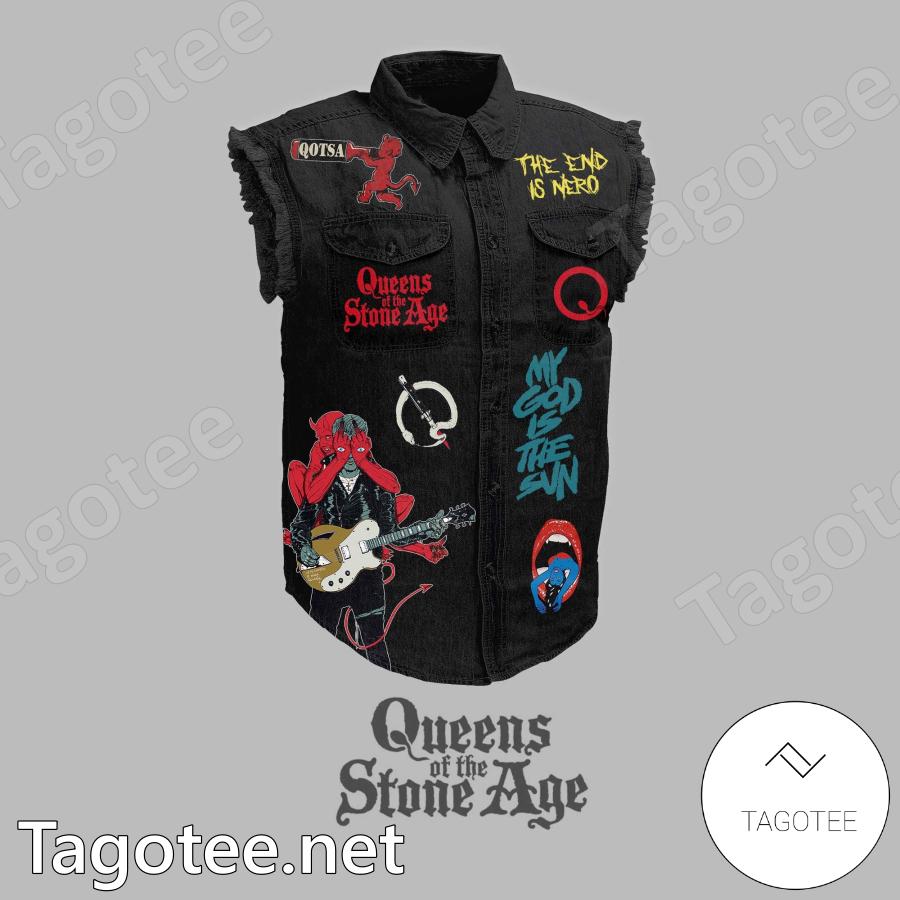 Queens Of The Stone Age I Can So With The Flow Denim Vest Jacket a