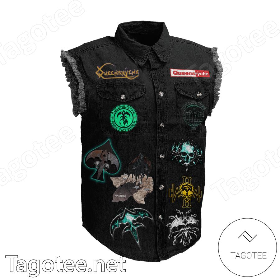 Queensryche I Will Protect You In The Night Sleeveless Denim Jacket b