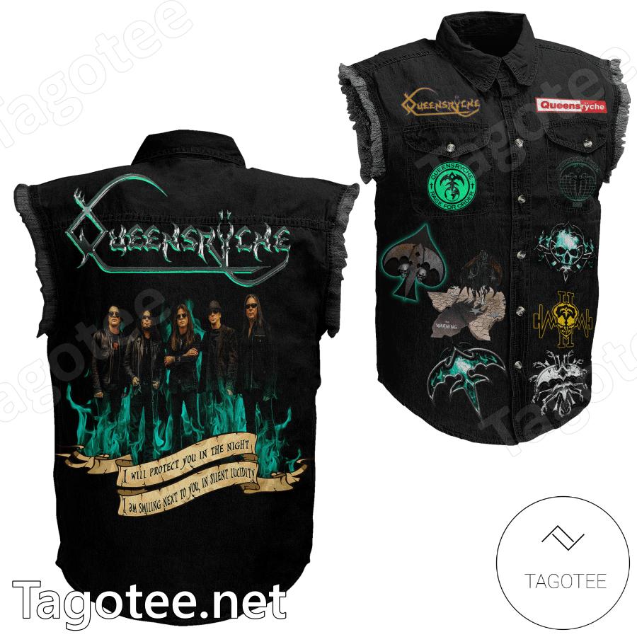 Queensryche I Will Protect You In The Night Sleeveless Denim Jacket