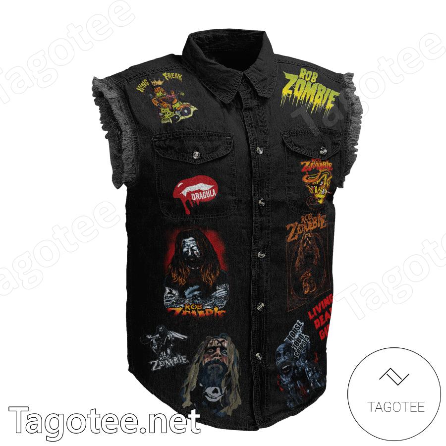 Rob Zombie Out Of The Darkness The Zombie Did Call Sleeveless Denim Jacket b