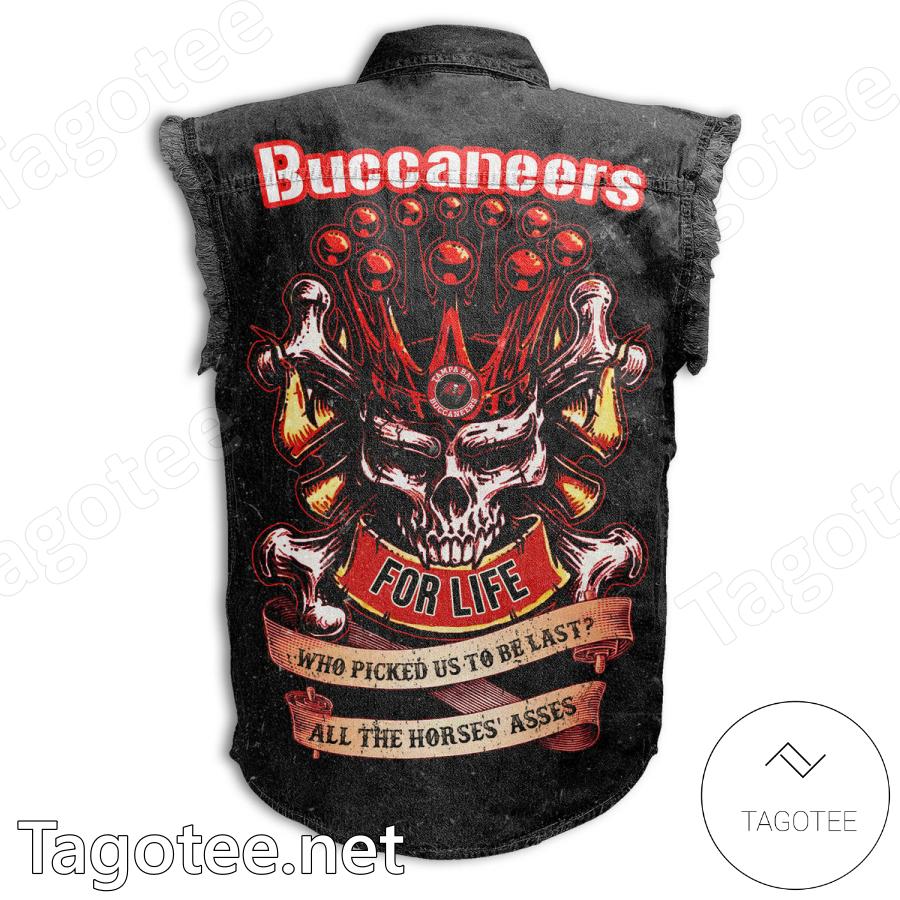 Tampa Bay Buccaneers For Life Who Picked Us To Be Last Sleeveless Denim Jacket a