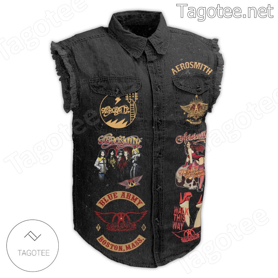 The Very Best Of Aerosmith Devil's Got A New Disguise Denim Jean Vest a
