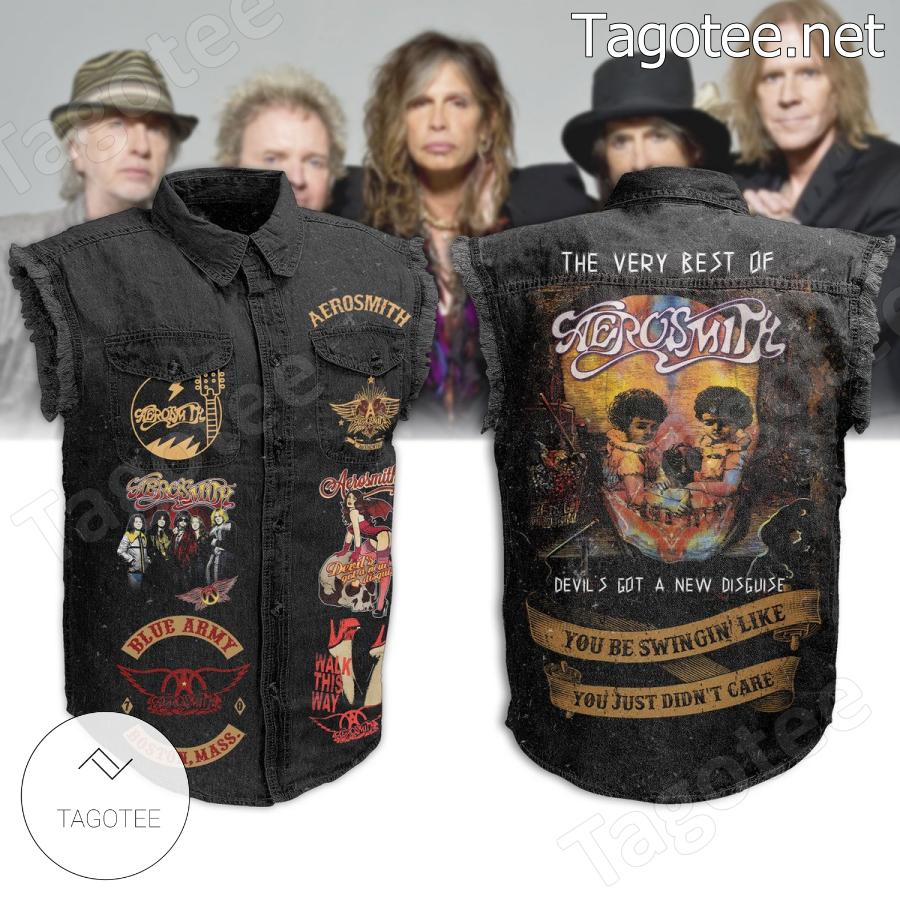 The Very Best Of Aerosmith Devil's Got A New Disguise Denim Jean Vest