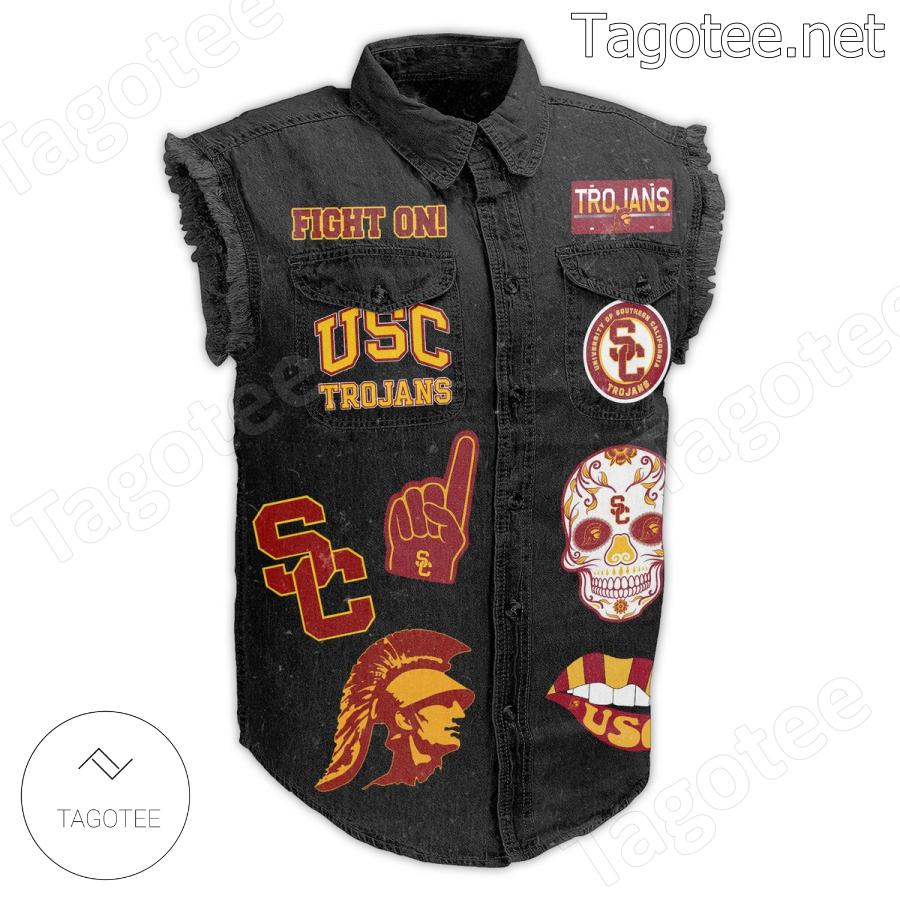 Usc Trojans If You Can Believe It The Mind Can Achieve It Sleeveless Denim Jacket a