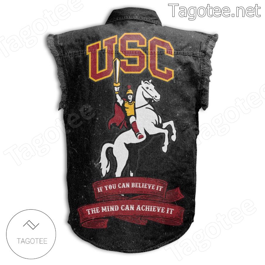 Usc Trojans If You Can Believe It The Mind Can Achieve It Sleeveless Denim Jacket b
