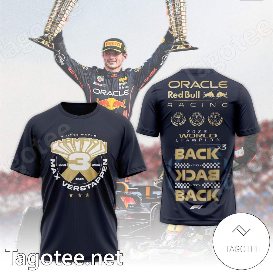 3 Times World Champion Max Verstappen Red Bull Racing Shirt, Cap - Tagotee