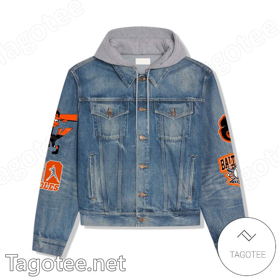 Baltimore Orioles Stand Me Up I'll Never Stop Hooded Denim Jacket a
