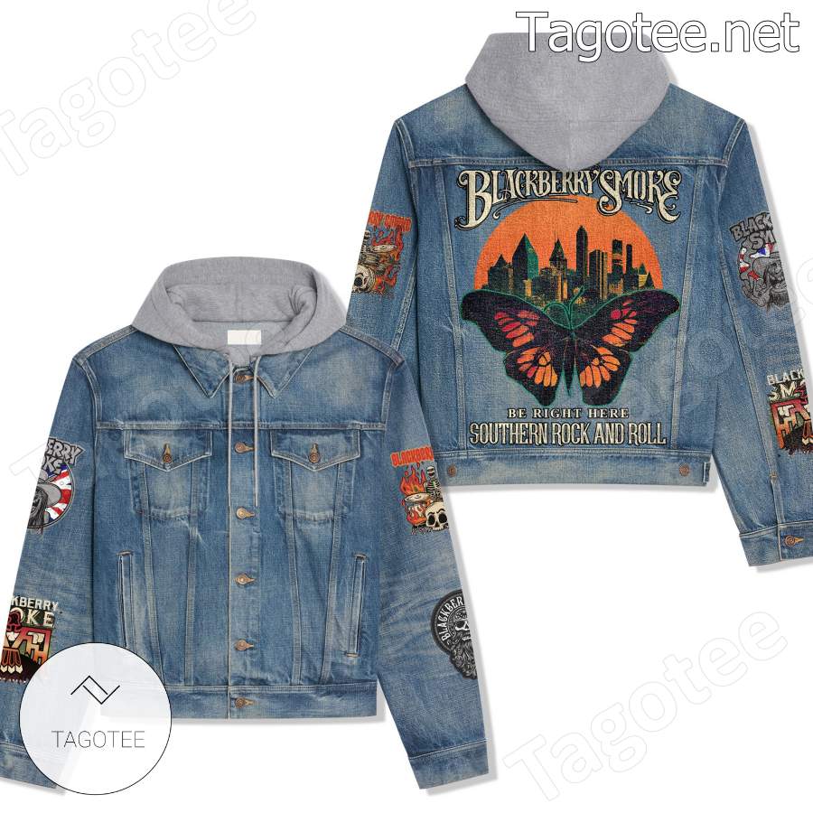 Blackberry Smoke Be Right Here Southern Rock And Roll Hooded Jean Jacket