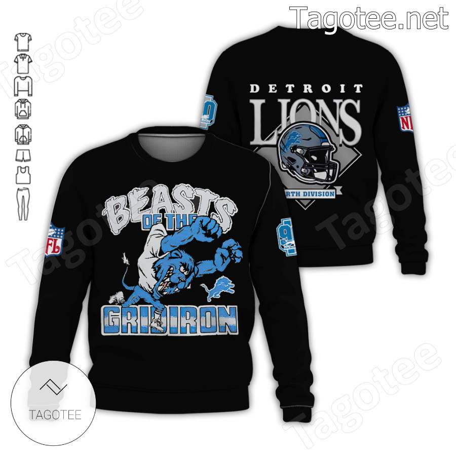 Mens Detroit Lions Hoodie 3D Famous USA Flag Blue Detroit Lions