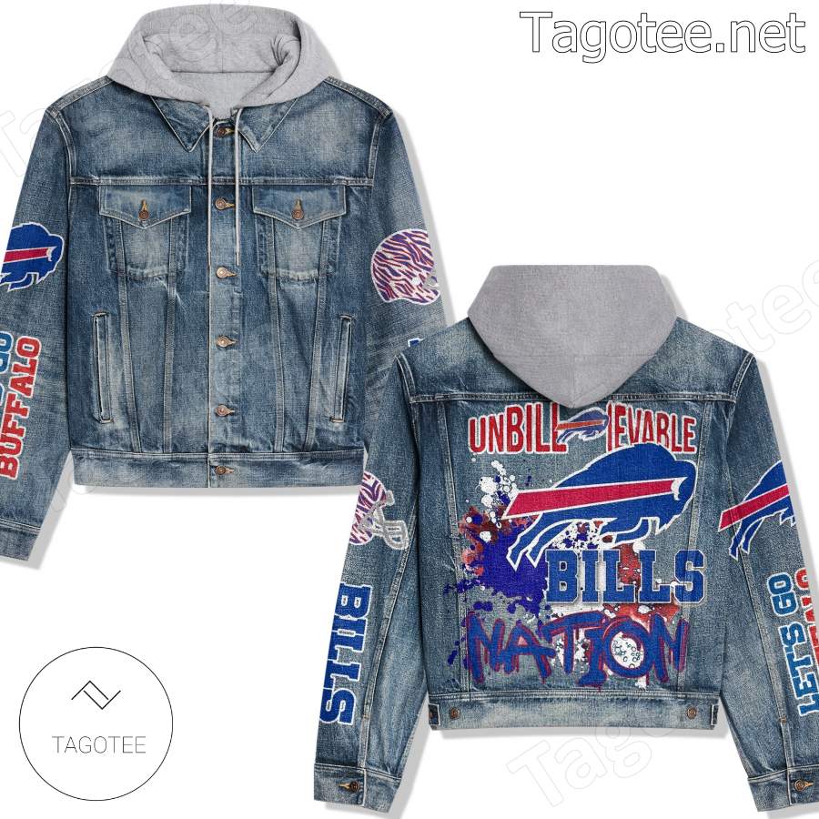 Buffalo Unbillievable Bills Nation Hooded Denim Jacket - Tagotee