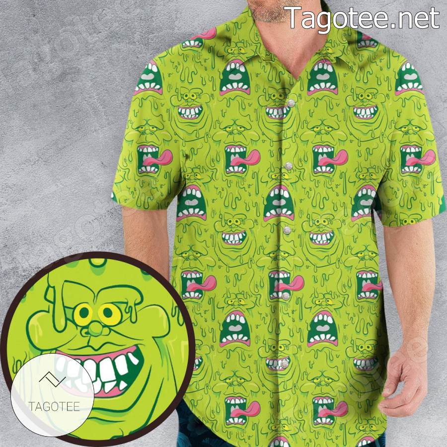 Funny Face Expression Slimer Ghostbusters Hawaiian Shirt a
