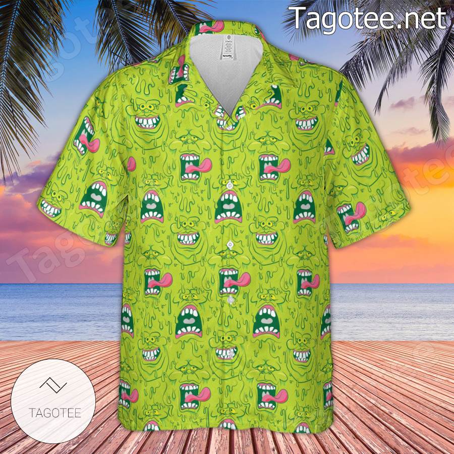 Funny Face Expression Slimer Ghostbusters Hawaiian Shirt b