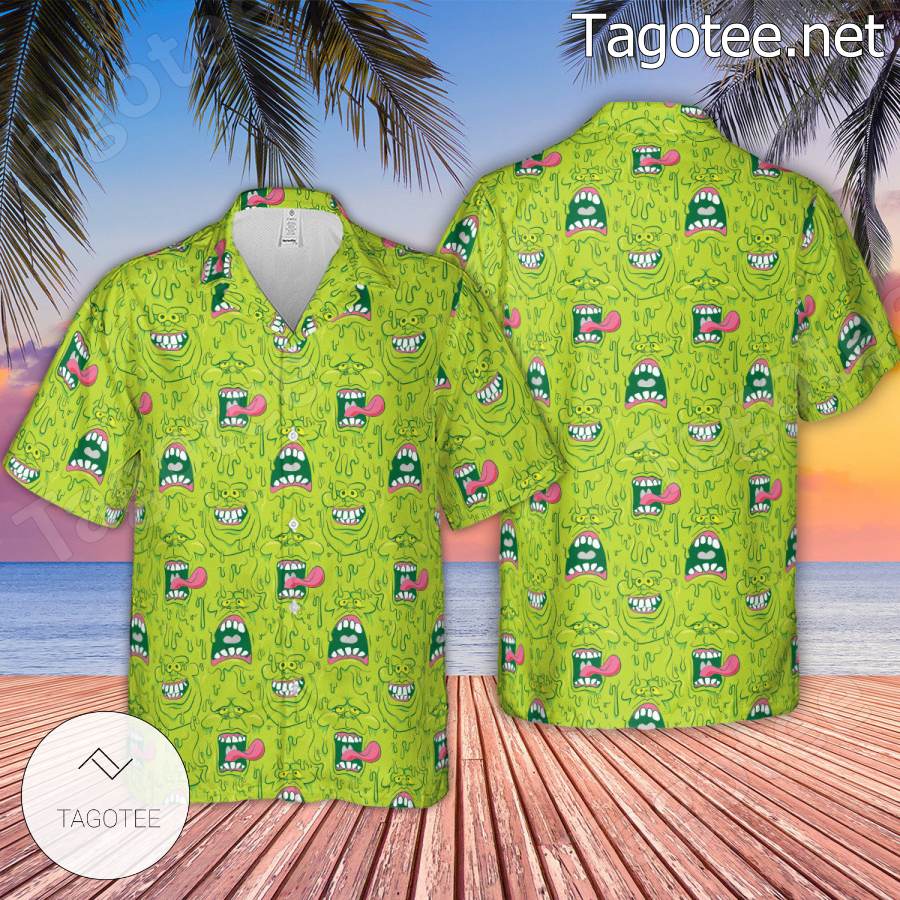 Funny Face Expression Slimer Ghostbusters Hawaiian Shirt