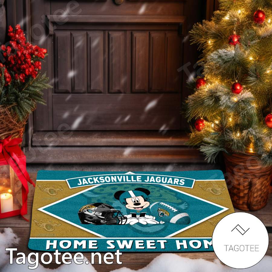 Jacksonville Jaguars Mickey Mouse Home Sweet Home Doormat a