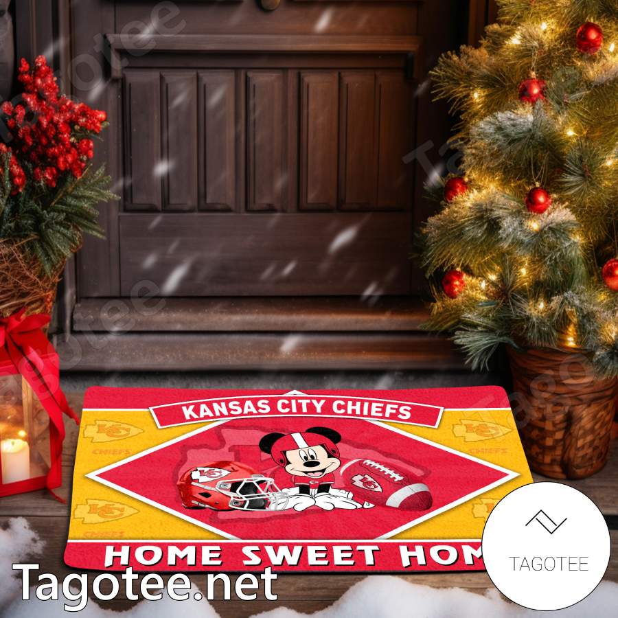 Kansas City Chiefs Mickey Mouse Home Sweet Home Doormat a