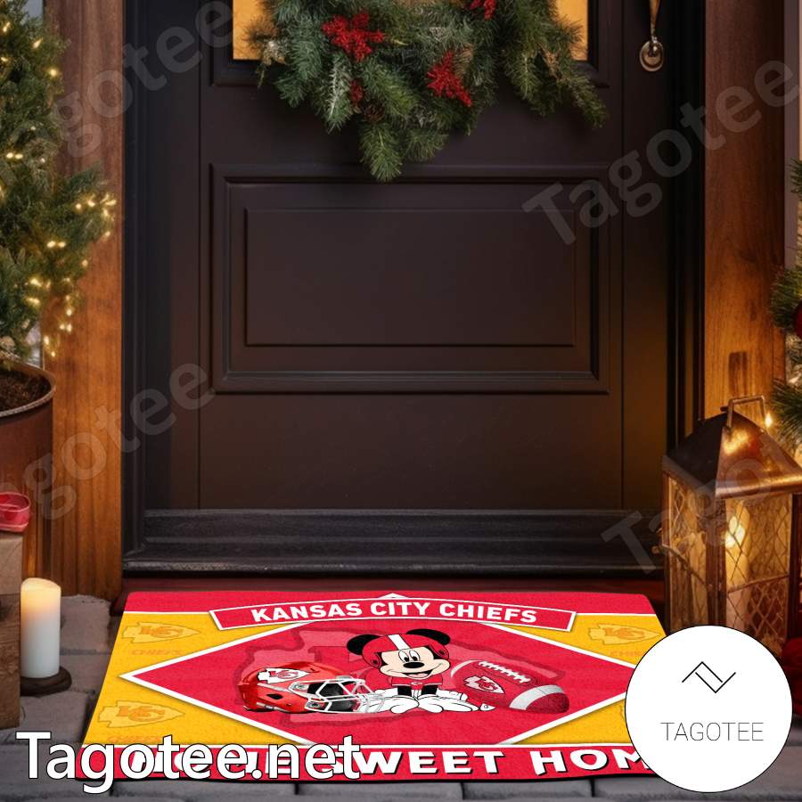 Kansas City Chiefs Mickey Mouse Home Sweet Home Doormat b