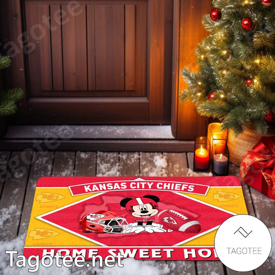 Kansas City Chiefs Mickey Mouse Home Sweet Home Doormat y