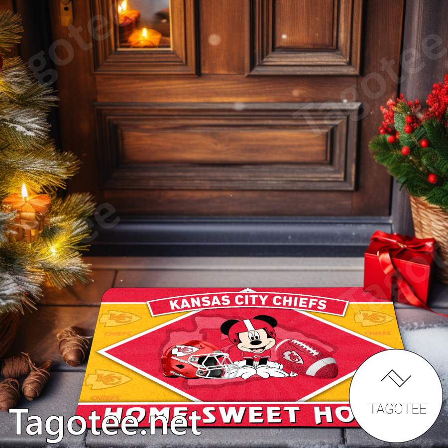 Kansas City Chiefs Mickey Mouse Home Sweet Home Doormat