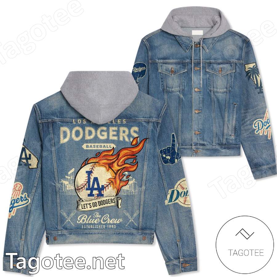 Los Angeles Dodgers Baseball Let's Go Dodgers Hooded Denim Jacket - Tagotee