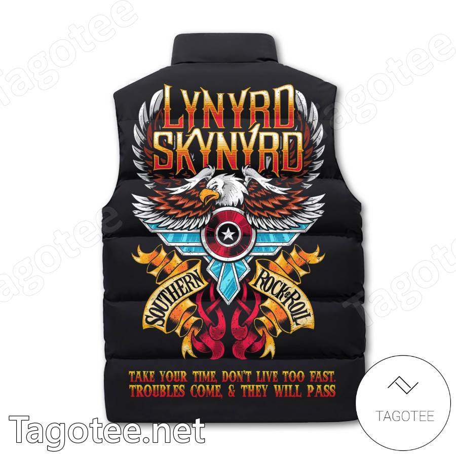 Lynyrd Skynyrd Take Your Time Don't Live Too Fast Puffer Vest - Tagotee