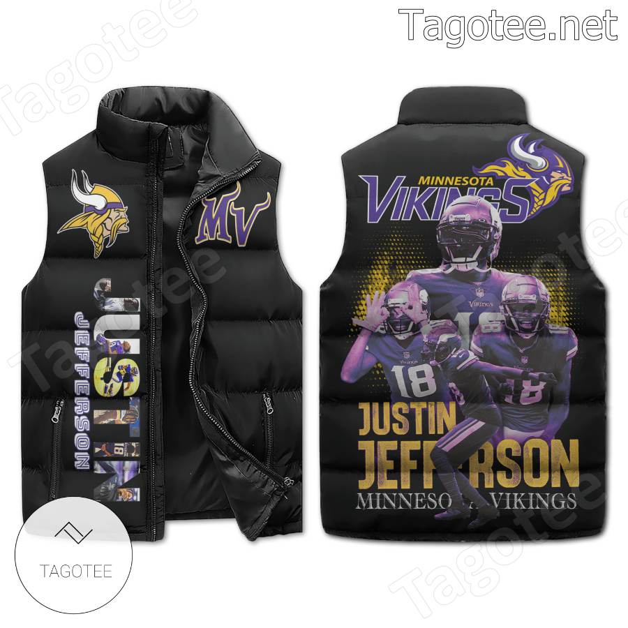 Minnesota Vikings Justin Jefferson Puffer Vest - Tagotee