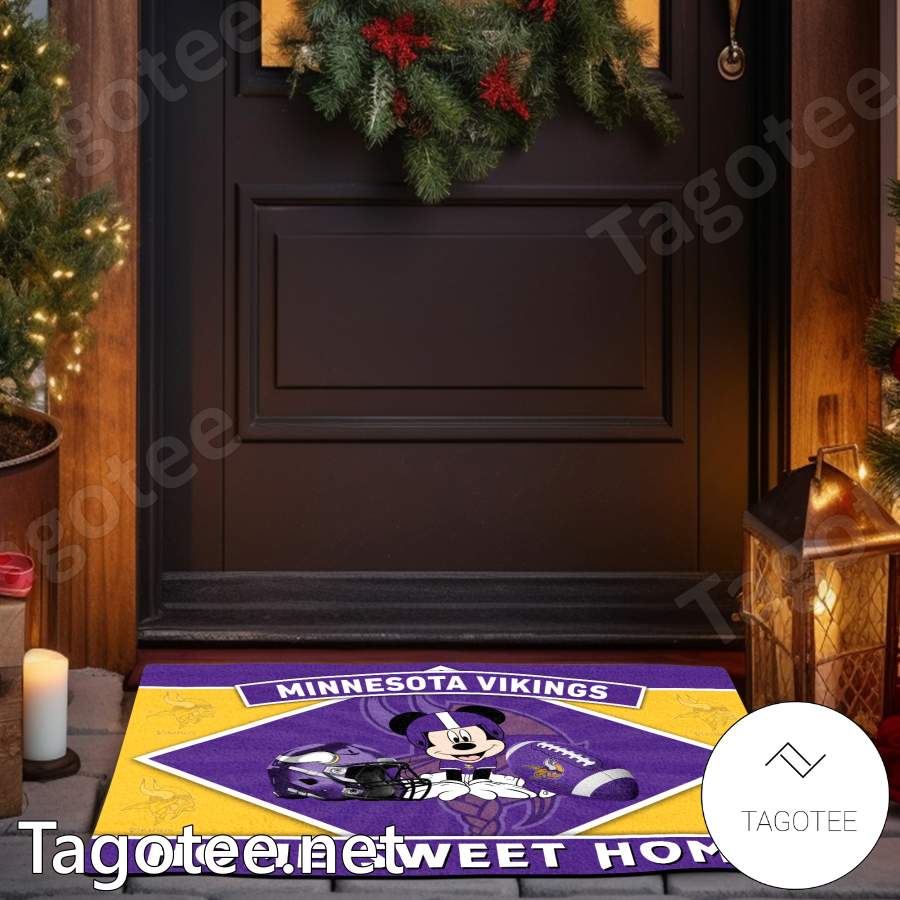 Minnesota Vikings Mickey Mouse Home Sweet Home Doormat b