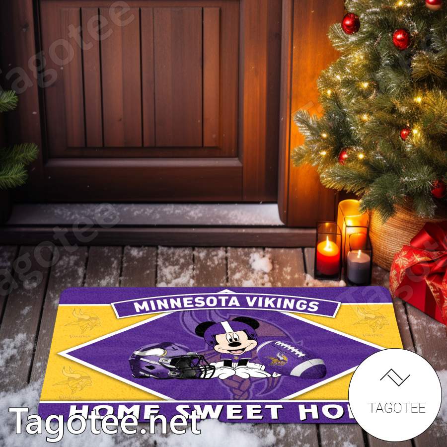 Minnesota Vikings Mickey Mouse Home Sweet Home Doormat y
