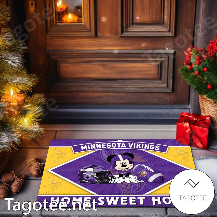 Minnesota Vikings Mickey Mouse Home Sweet Home Doormat
