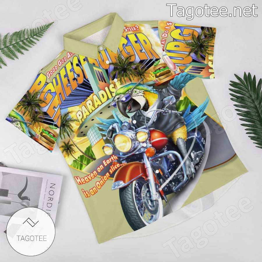 Parrot Biker Cheeseburger In Paradise Hawaiian Shirt