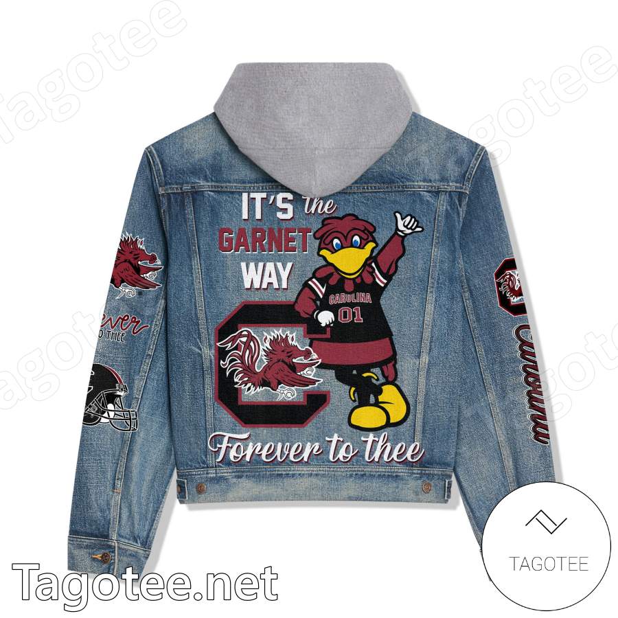 South Carolina Gamecocks It's The Garnet Way Forever To Thee Hooded Denim Jacket a