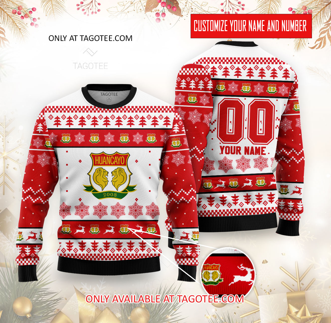 Sport Huancayo Red Custom Ugly Christmas Sweater - EmonShop - Tagotee